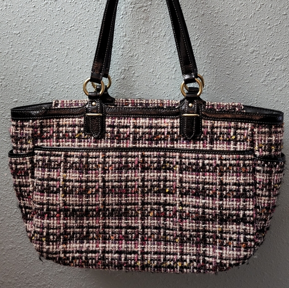 Coach Plaid Wool with Black Patent Leather Trim - Picture 9 of 14